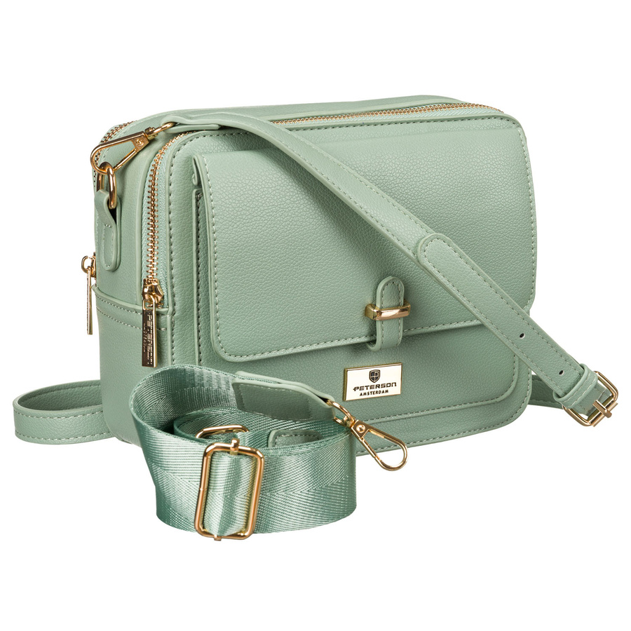 Modna listonoszka damska w zielonym kolorze wykonana ze skóry ekologicznej - Peterson