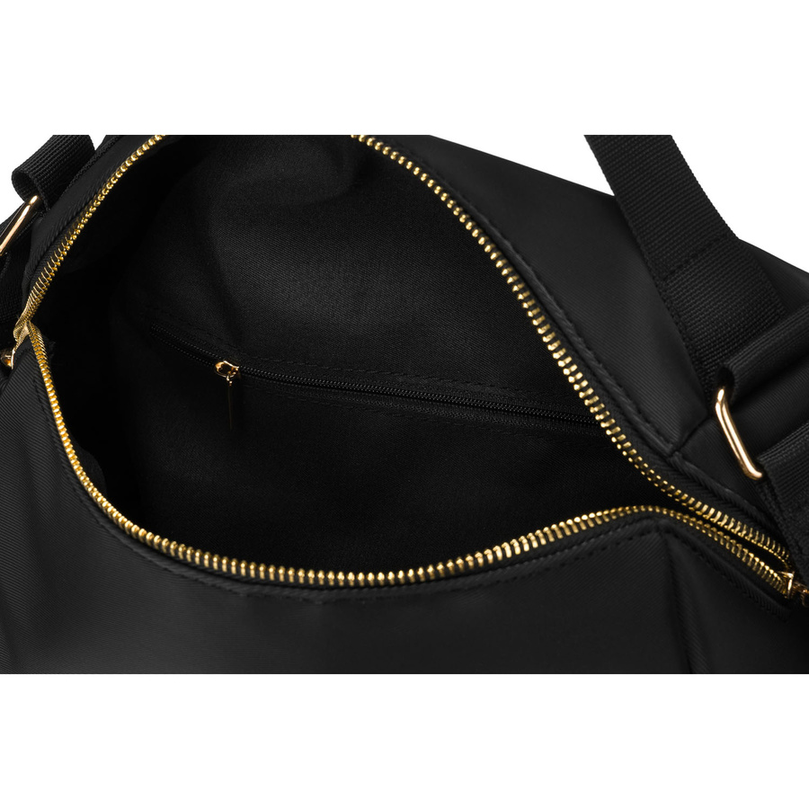 Czarna listonoszka z nylonu i skóry ekologicznej z dodatkowymi kieszonkami - Peterson