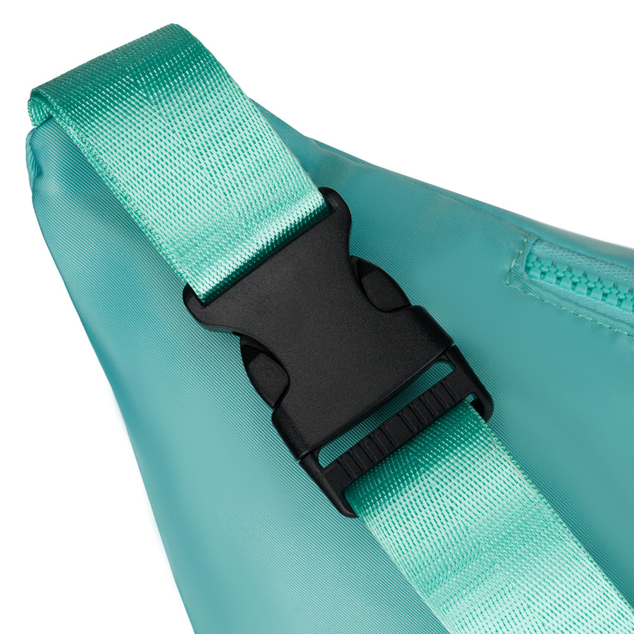 Saszetka sportowa wykonana z poliestru w miętowym kolorze, zamykana na suwak - Peterson