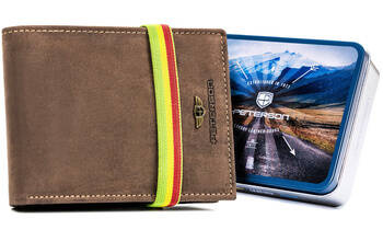 Nubukowy portfel męski z rastafariańskim akcentem - Peterson