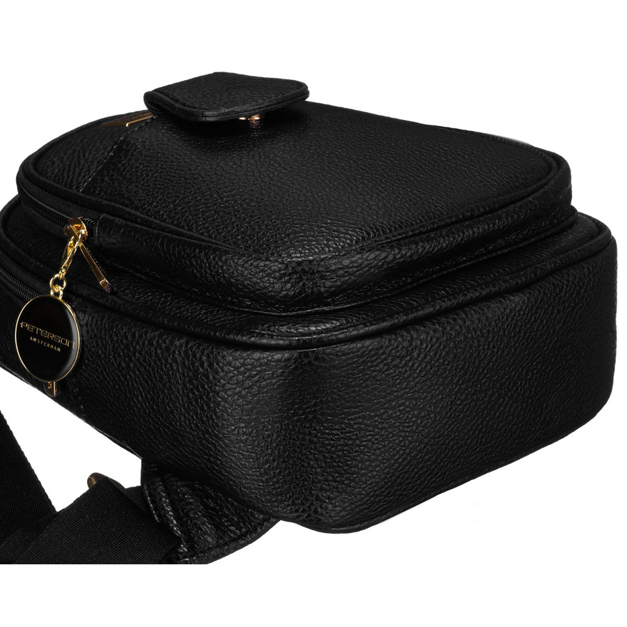 Czarna saszetka damska crossbody plecaczek na jedno ramię eko skóra Peterson
