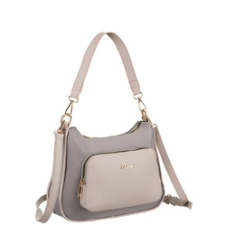 Miejska, szara listonoszka damska z nylonu i skóry ekologicznej - Peterson