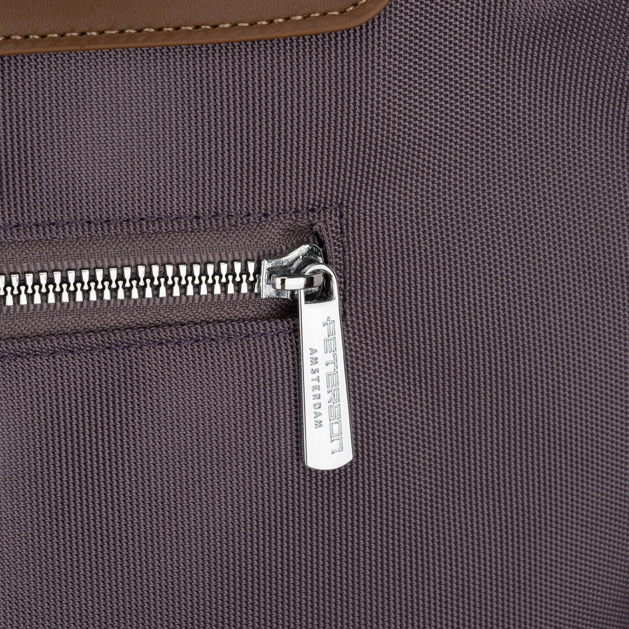 Duża shopperka damska w szarym kolorze, jednokomorowa, zawieszona na uchwytach i doczepianym pasku - Peterson