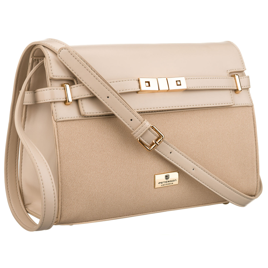 Beżowa torebka damska zamykana suwakiem i magnesem - Peterson