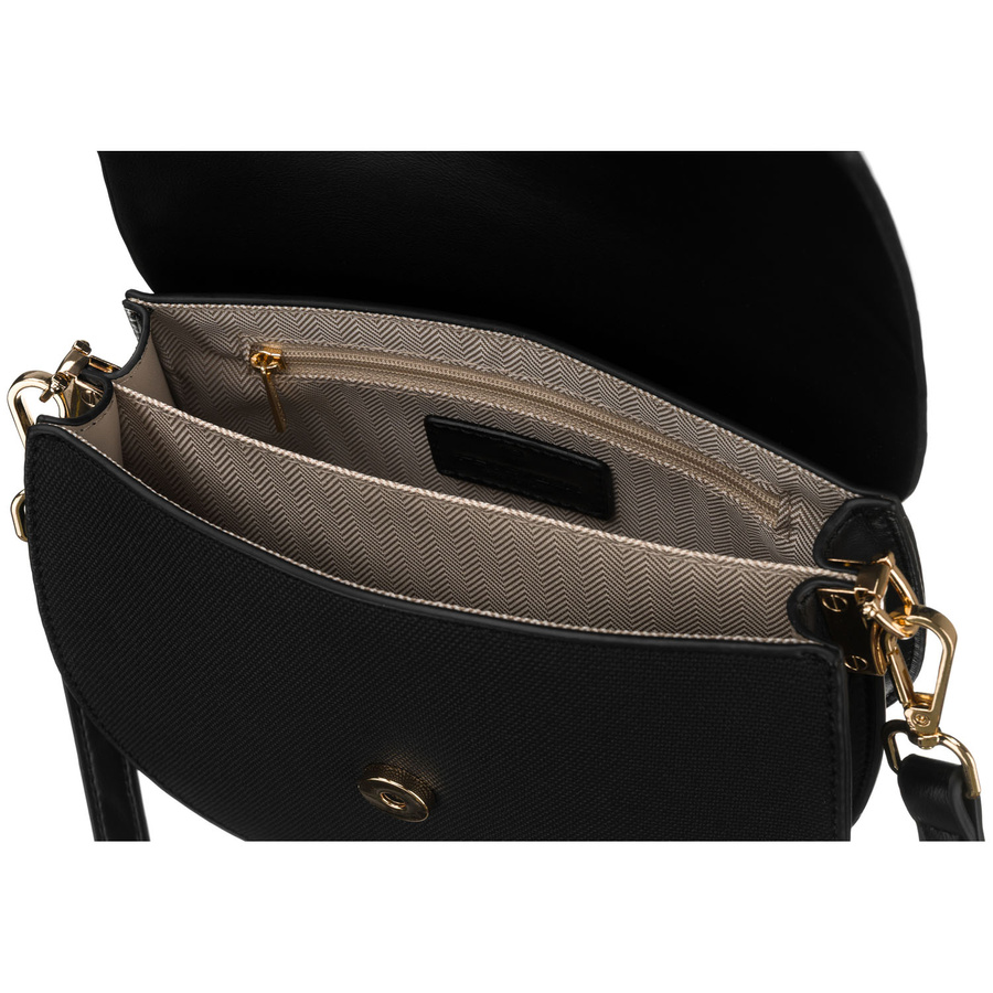 Czarna listonoszka damska zawieszona na regulowanym, dopinanym pasku - Peterson