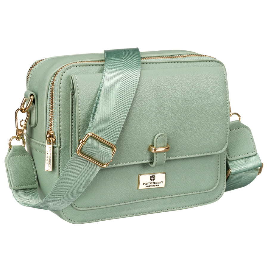 Modna listonoszka damska w zielonym kolorze wykonana ze skóry ekologicznej - Peterson