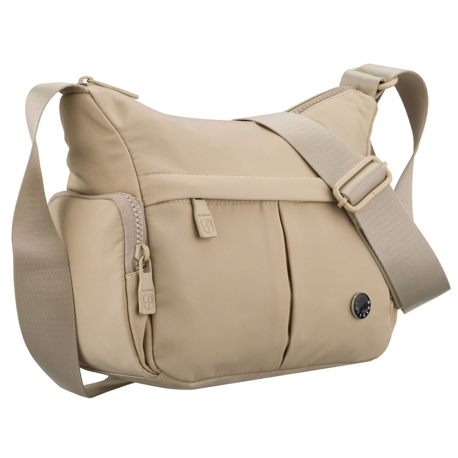 Miejska llistonoszka damska z poliestru w kolorze ecru zamykana suwakiem - Peterson