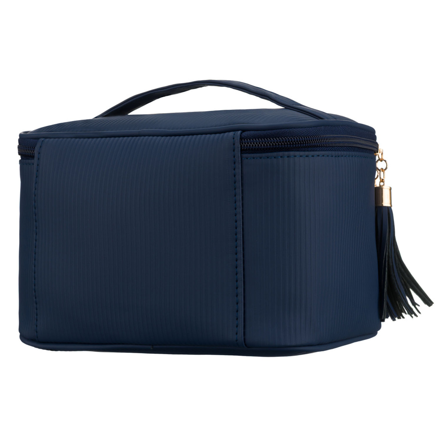 Granatowa kosmetyczka z tkaniny syntetycznej z poręcznym uchwytem - Peterson