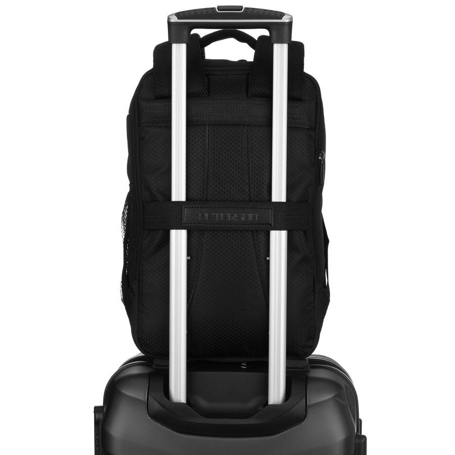 Podróżny, czarny plecak z poliestru idealny na bagaż podręczny - Peterson