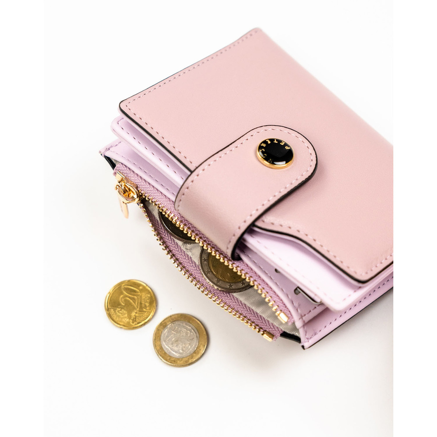 Różowy portfel damski ze skóry ekologicznej z systemem RFID - Peterson