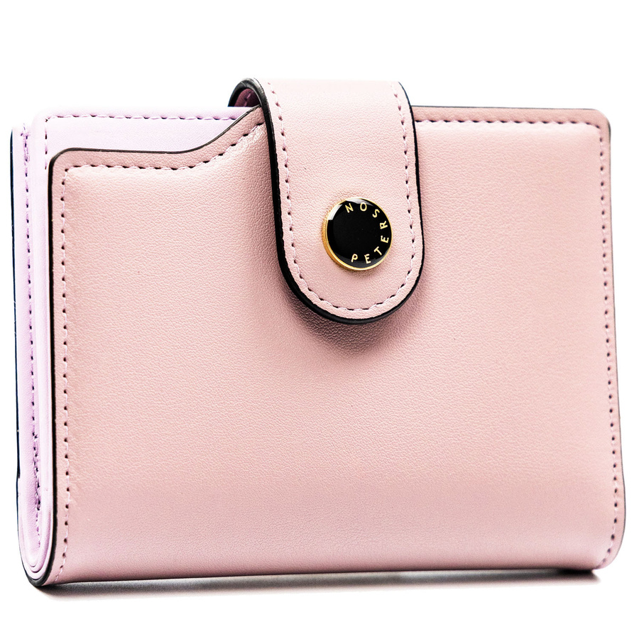 Różowy portfel damski ze skóry ekologicznej z systemem RFID - Peterson