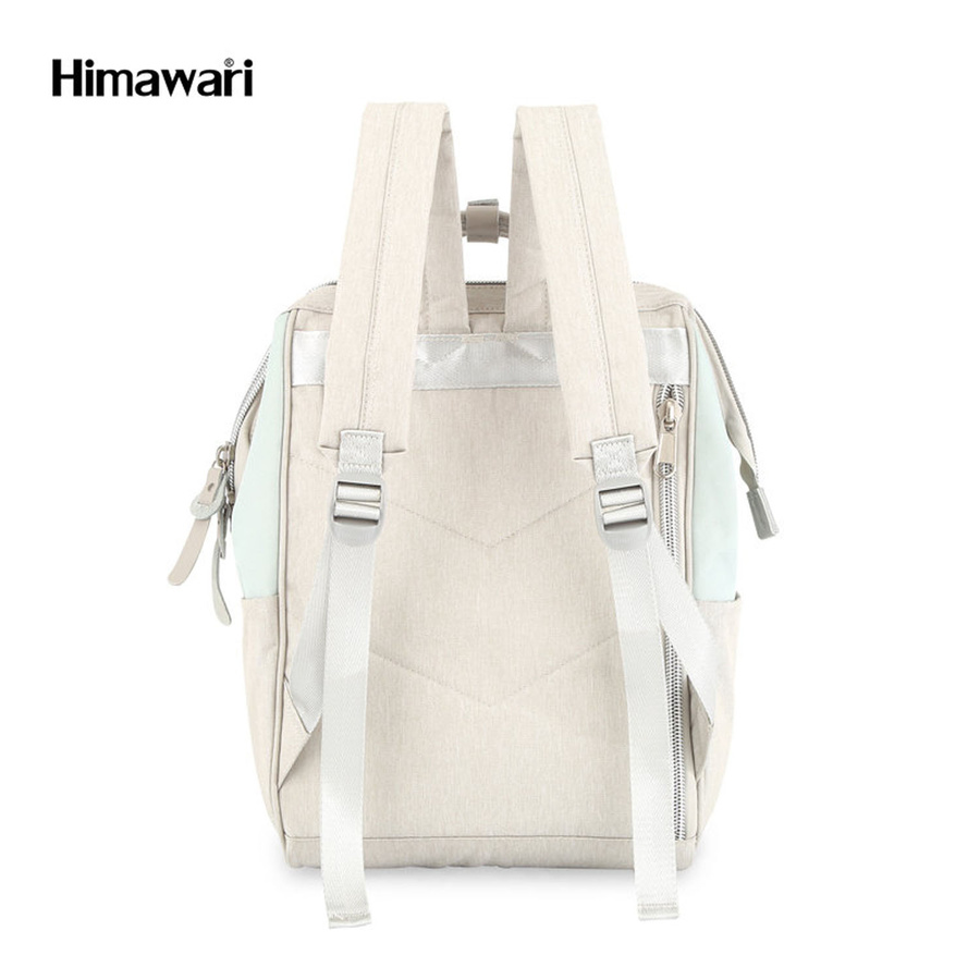 Pojemny plecak na laptopa w kolorze ecru i miętowym z portem USB - Himawari