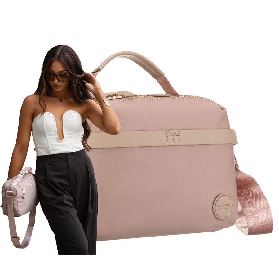 Różowa listonoszka damska z nylonu zamykana suwakiem - Peterson