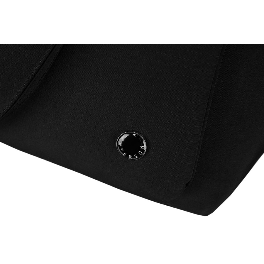 Stylowa shopperka damska z poliestru w czarnym kolorze zawieszona na wygodnych uchwytach - Peterson