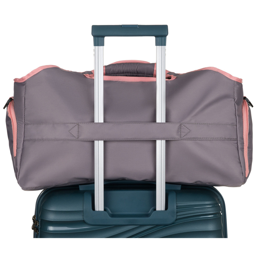Pojemna, weekendowa torba podróżna w szaro-różowym kolorze z komorą termiczną na obuwie - Peterson