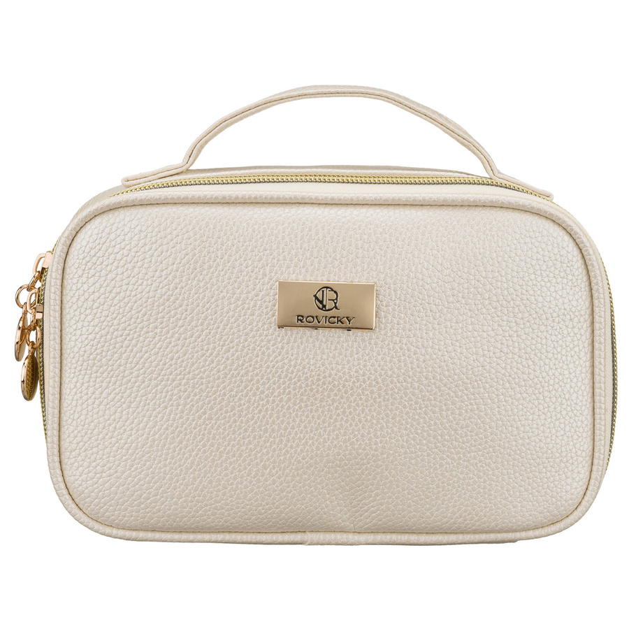 Praktyczna kosmetyczka ze skóry ekologicznej w jasnobeżowym kolorze - Rovicky