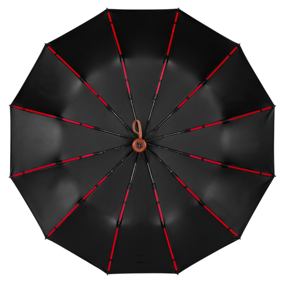 Składana, czarna parasolka w eleganckim pokrowcu - Peterson