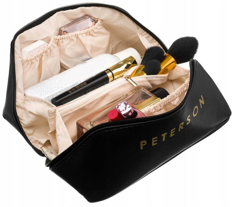 Duża, podróżna kosmetyczka damska ze skóry ekologicznej - Peterson