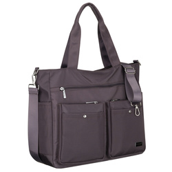 Pojemna torba damska w szarym kolorze z przegrodą na laptopa wykonana z poliestru - Peterson