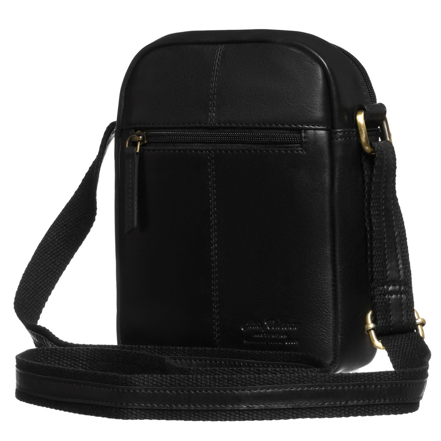 Mała, skórzana listonoszka męska w czarnym kolorze - Peterson