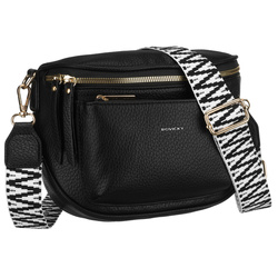 Czarna listonoszka damska ze skóry ekologicznej zawieszona na regulowanym pasku - Rovicky