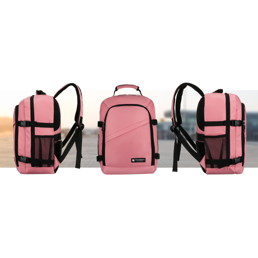 Różowy plecak podróżny zawieszony na regulowanych szelkach - Peterson
