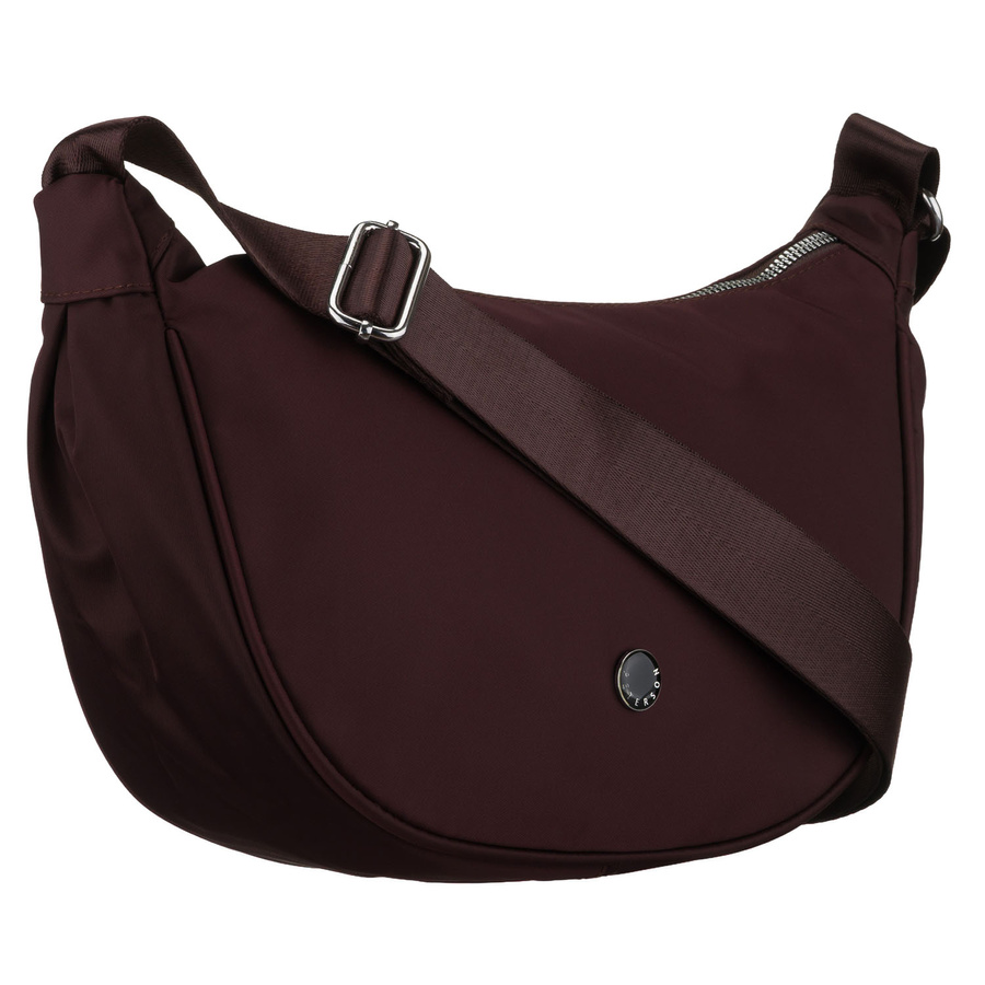 Listonoszka damska z poliestru w bordowym kolorze, jednokomorowa z zewnętrzną kieszonką - Peterson