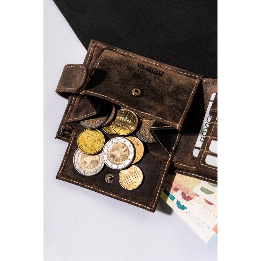 Portfel z naturalnej skóry męski na zatrzask - Buffalo Wild