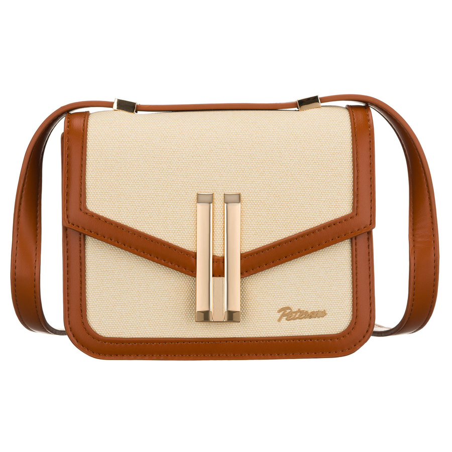 Listonoszka damska w kolorach ecru i brązowym, dwukomorowa - Peterson