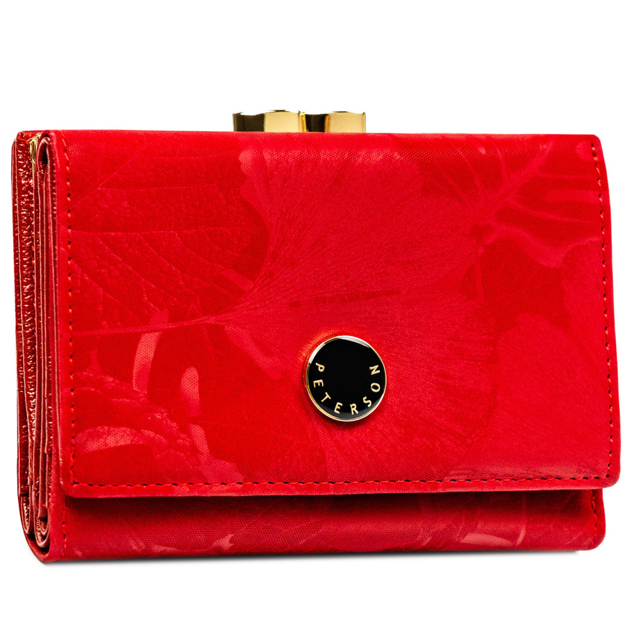Elegancki, czerwony portfel damski ze skóry naturalnej i ekologicznej - Peterson