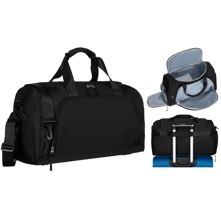 Czarna torba podróżna z uchwytem na walizkę - Peterson