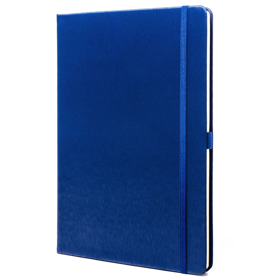 Granatowy notes w formacie B5 zadrukowany w kropki i wyposażony w gumkę zamykającą - Peterson