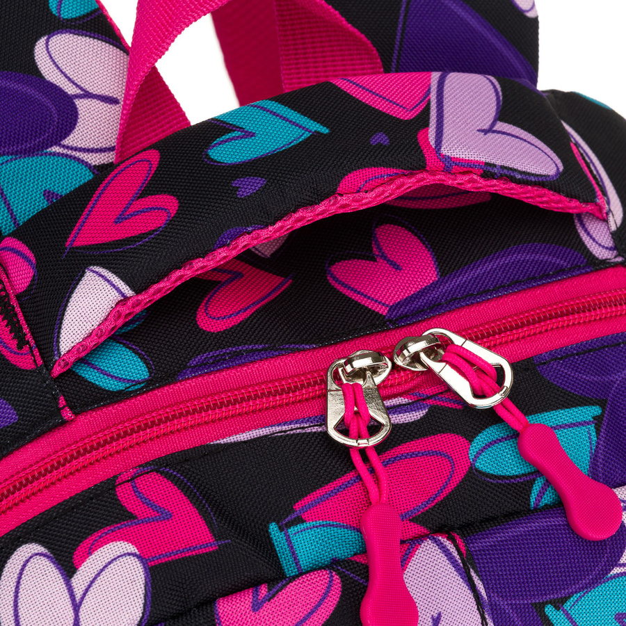 Młodzieżowy plecak szkolny z poliestru we wzór w serduszka - Peterson