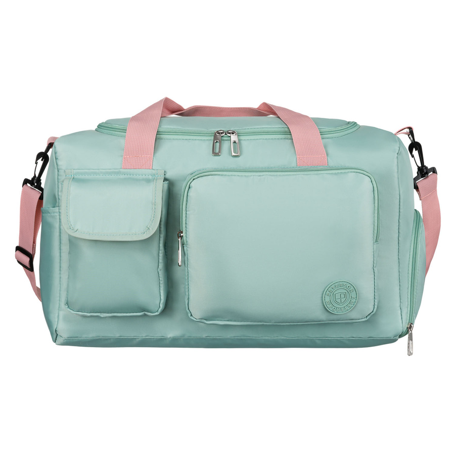 Zielono-różowa torba podróżna z poliestru zamykana na suwak - Peterson