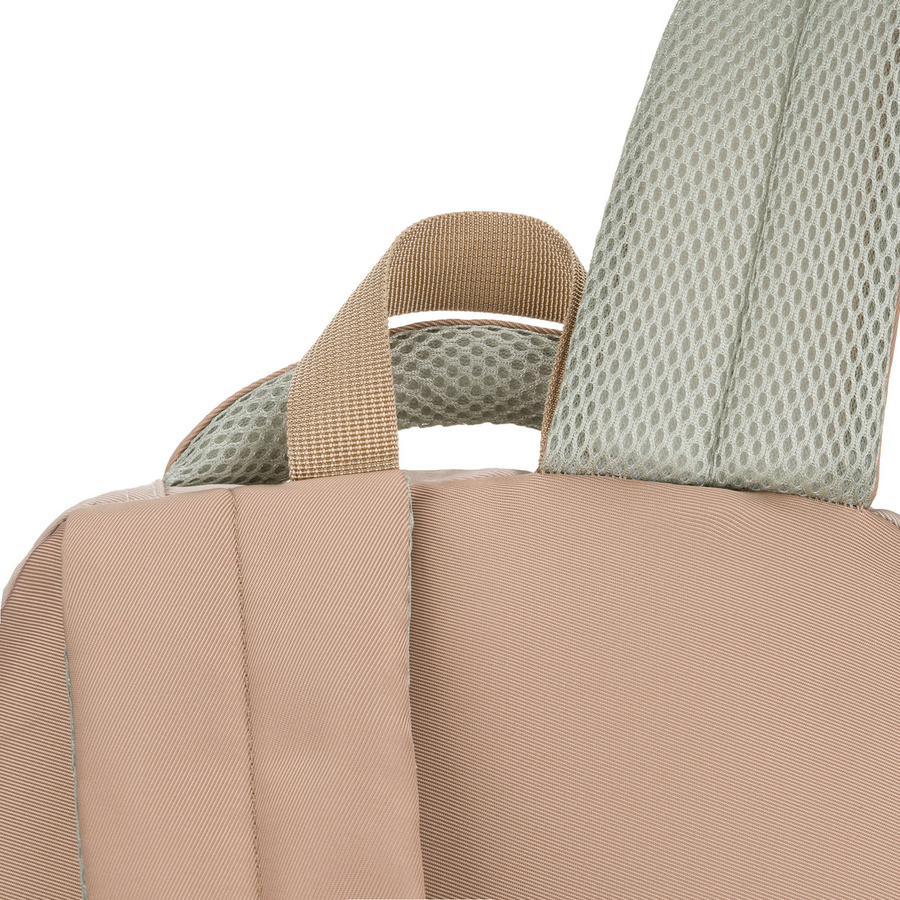 Praktyczny plecak szkolny z poliestru w beżowym kolorze z dodatkową saszetką i miejscem na bidon - Peterson