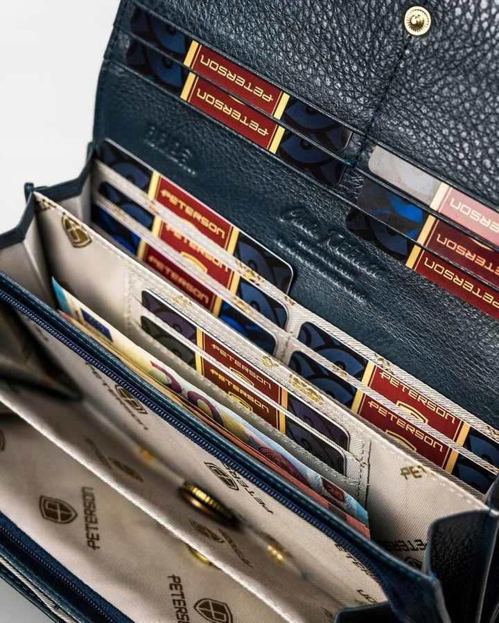 Duży, skórzany portfel damski na zatrzask - Peterson