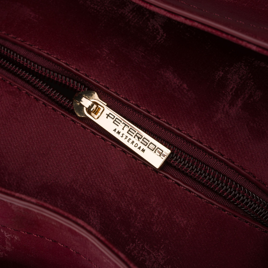 Duża shopperka damska wykonana ze skóry ekologicznej w bordowym kolorze, jednokomorowa - Peterson