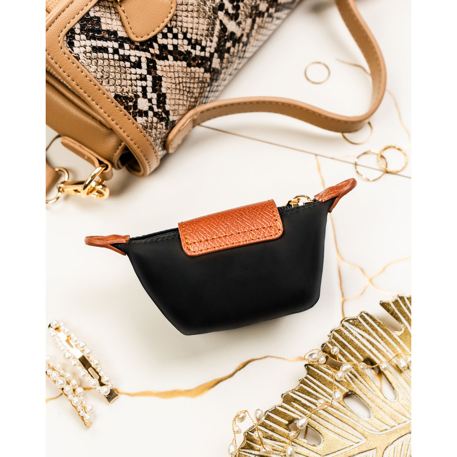 Czarne etui na klucze z poliestru i skóry ekologicznej zamykane na zatrzask i suwak - Peterson