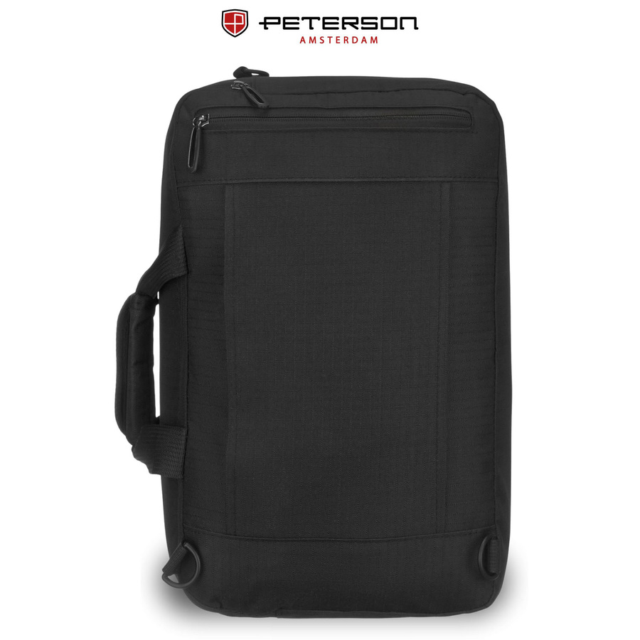 Plecak podróżny w czarnym kolorze zamykany suwakiem, idealny na bagaż podręczny - Peterson