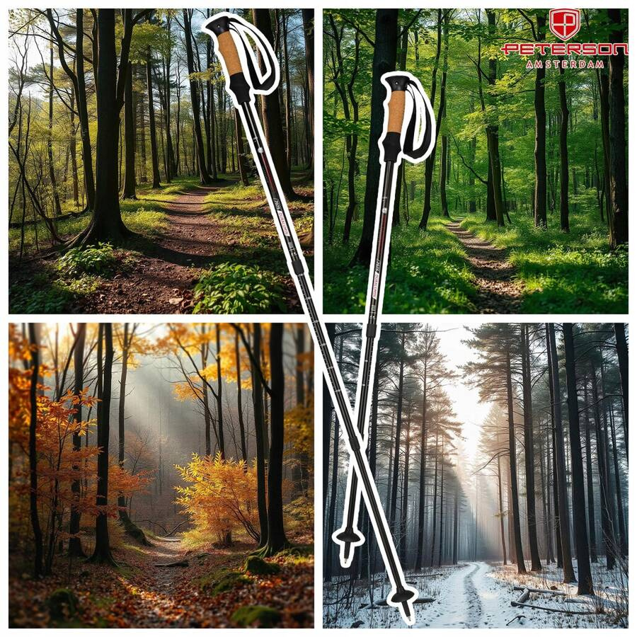 Kijki trekkingowe w kolorze czarnym z systemem anti-shock - Peterson