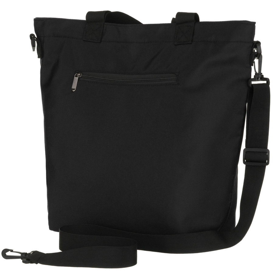 Duża, czarna shopperka damska zamykana suwakiem z kieszonką zewnętrzną, jednokomorowa - Peterson