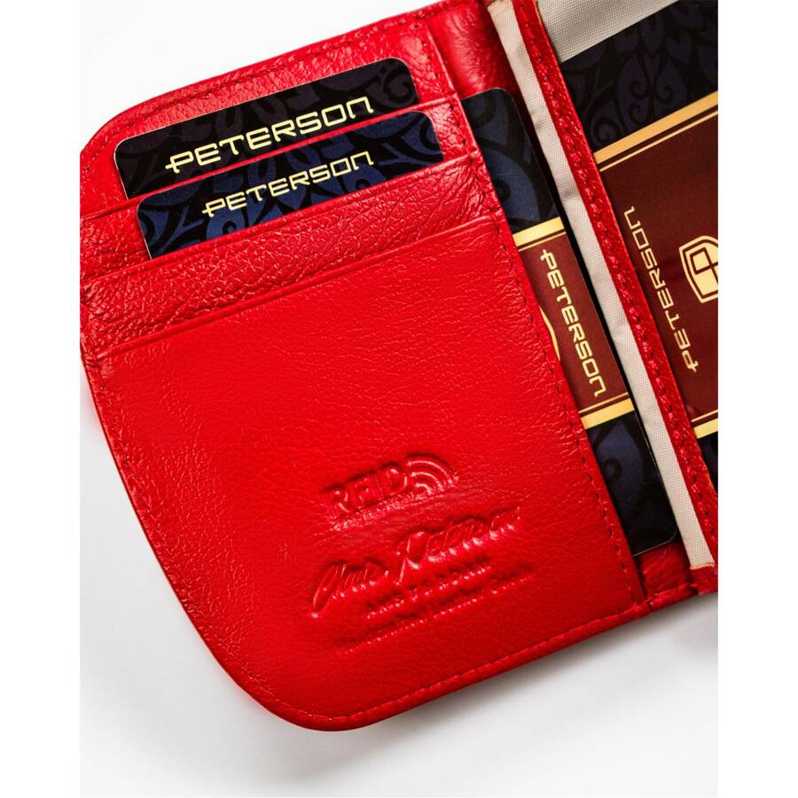 Mały portfel damski czerwony na zatrzask - Peterson