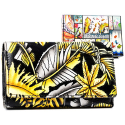 Duży portfel damski na zatrzask wykonany ze skóry naturalnej - Rovicky