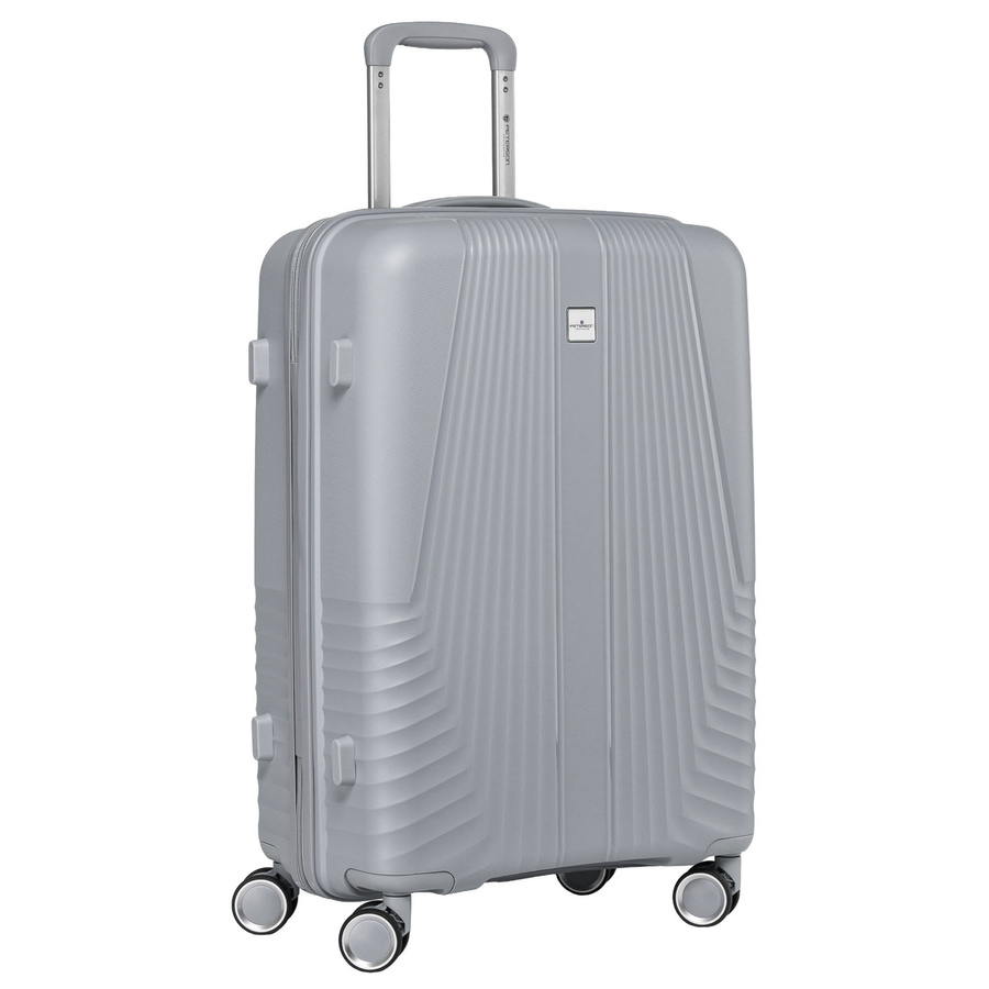 Duża walizka podróżna w szarym kolorze z wodoodporną skorupą - Peterson