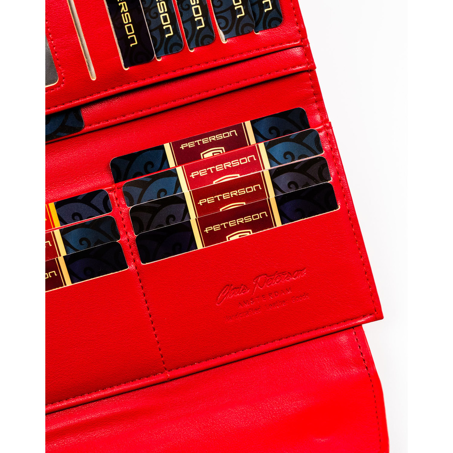 Czerwony portfel damski ze skóry ekologicznej zamykany zatrzaskiem - Peterson