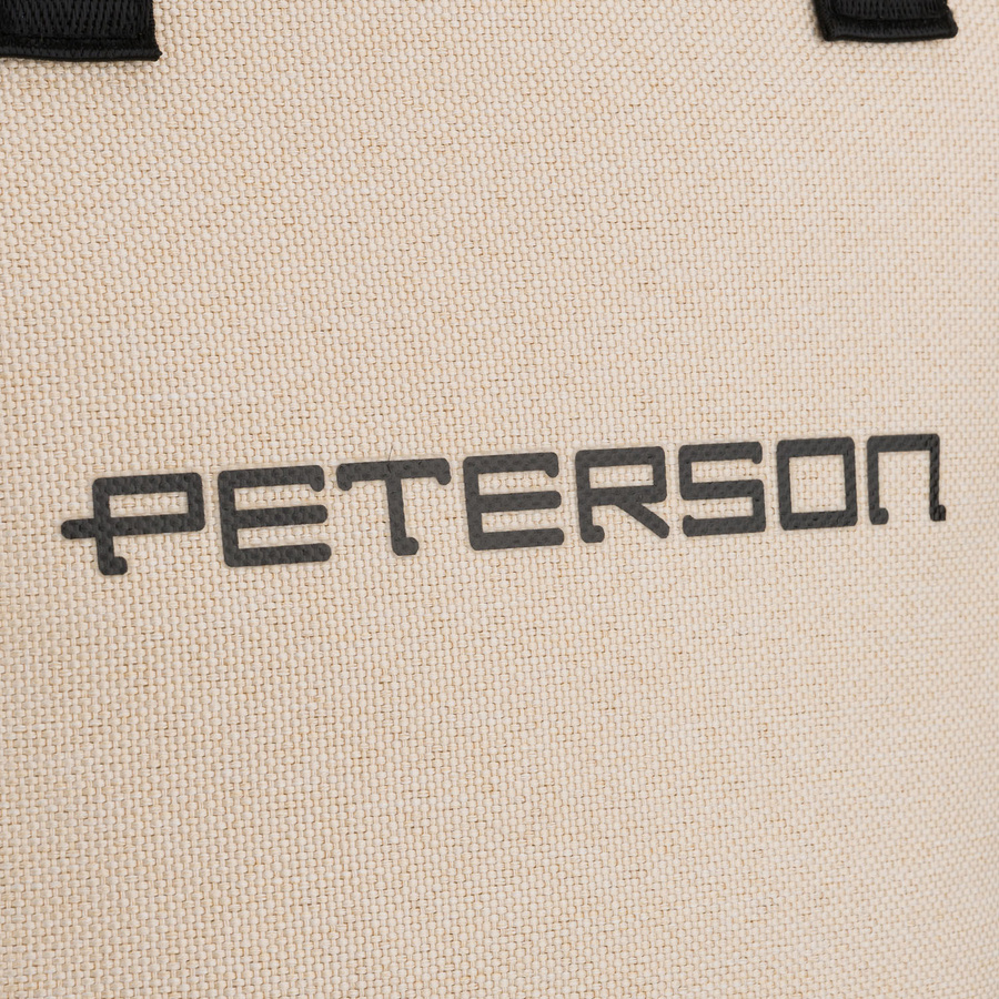 Beżowo-czarna kosmetyczka z tkaniny syntetycznej wyposażona w uchwyty, zamykana suwakiem - Peterson