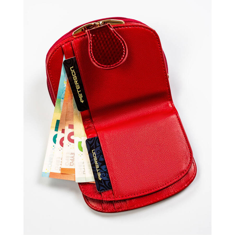 Mały portfel damski czerwony na zatrzask - Peterson