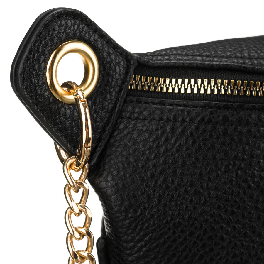 Saszetka damska ze skóry ekologicznej w czarnym kolorze, jednokomorowa - Peterson