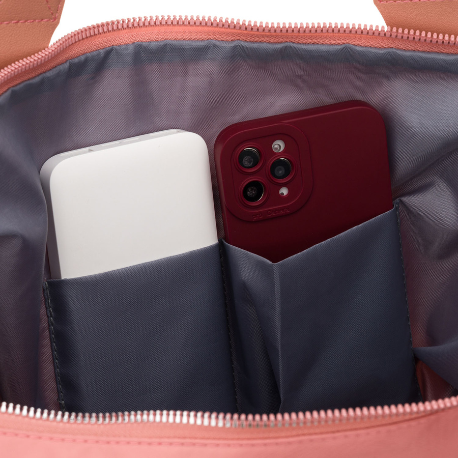 Różowa torba treningowa z poliestru, jednokomorowa i zamykana suwakiem - Peterson