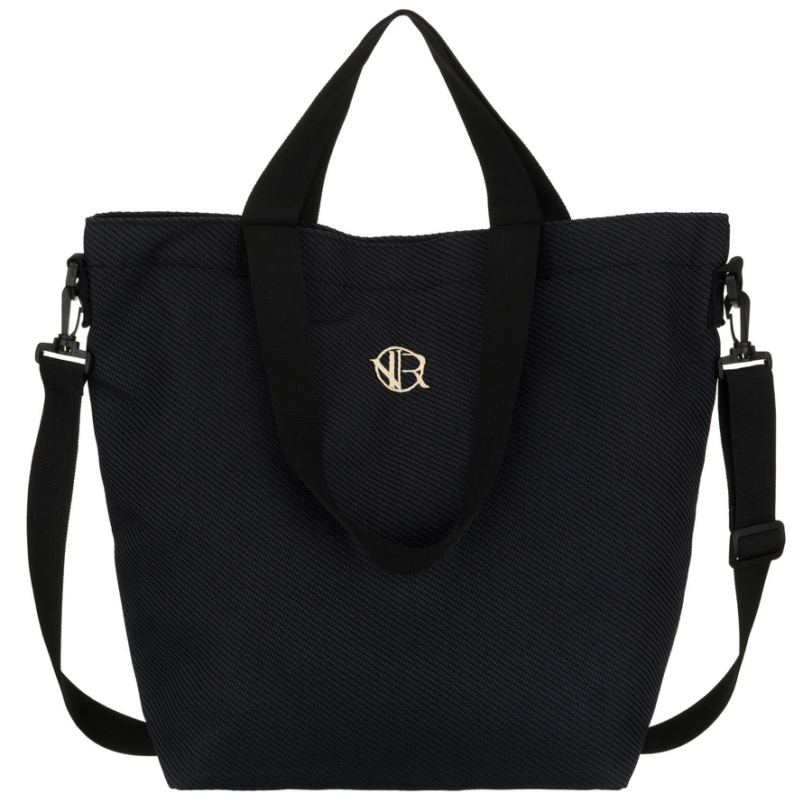 Czarna torba damska wykonana z poliestru z kieszonką zewnętrzną - Rovicky